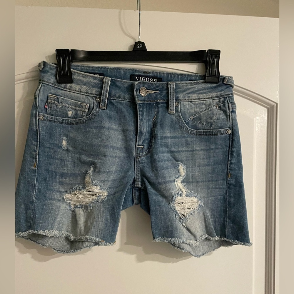 Vigoss Blue Distressed Denim Shorts
